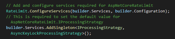 Configure AspNetCoreRateLimit in Program.cs